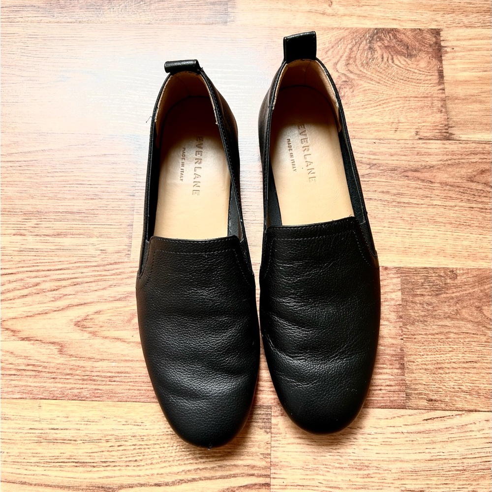Everlane Black Leather Slip-On Loafers for woman flats